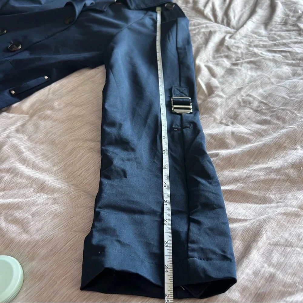 BCBGeneration Midnight Navy Blue Double Breasted Lightweight Spring Trench Coat - Picture 15 of 16